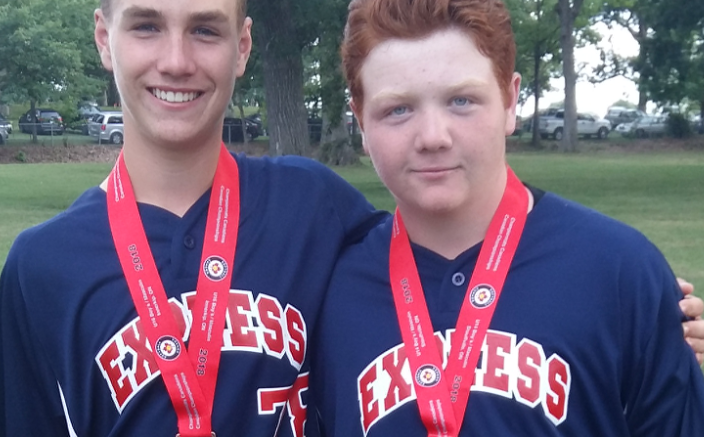 <p>CATCH THE EXPRESS- County natives (From Left) Nic McGrayne and Aiden Reddick were medalists at the U16 and U14 Canadian Softball Championships last month. (Submitted Photo)</p>
