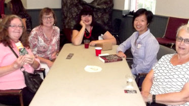 <p>Book banter – Fans and authors mingled during the first day of the three-day Women Killing It Crime Writers’ Festival in Picton on Friday, Aug. 31. Pictured from left are Carolee Awde of Peterborough, Heather Rule of Bath, Celine Papizewska from Bloomfield, writer Y.S. Lee, and Kingston resident Anita Brunet. (Terry McNamee/For The Gazette)</p>
