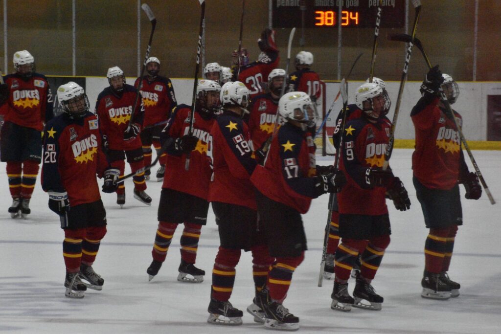 <p>The Wellington Dukes made it a clean, four game sweep of the preseason, doing the visiting Cobourg Cougars Friday evening 3-1. (Jason Parks/Gazette Staff)</p>
