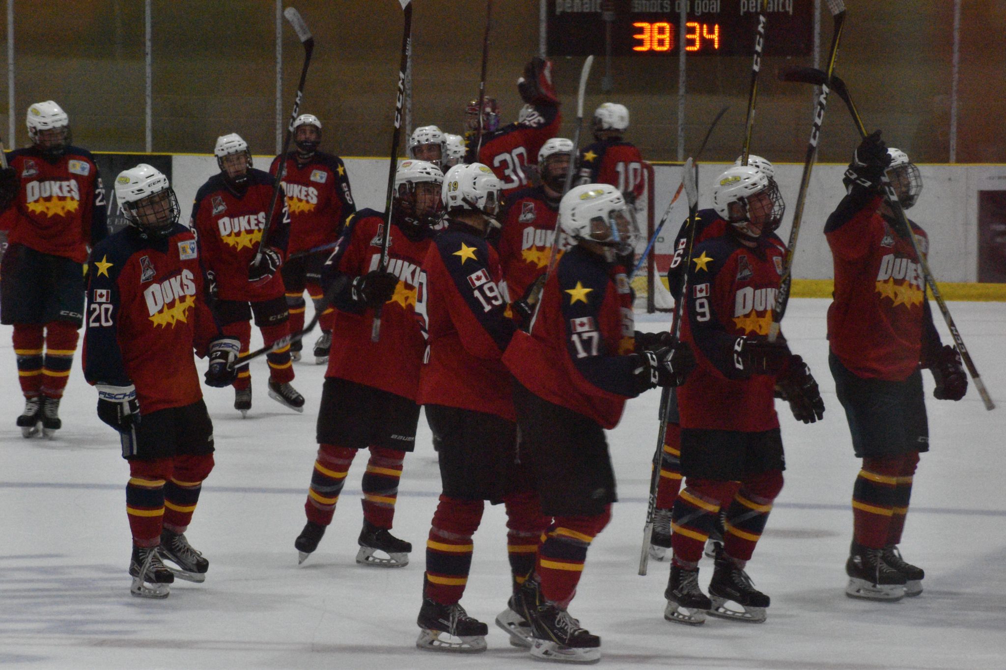 <p>The Wellington Dukes made it a clean, four game sweep of the preseason, doing the visiting Cobourg Cougars Friday evening 3-1. (Jason Parks/Gazette Staff)</p>
