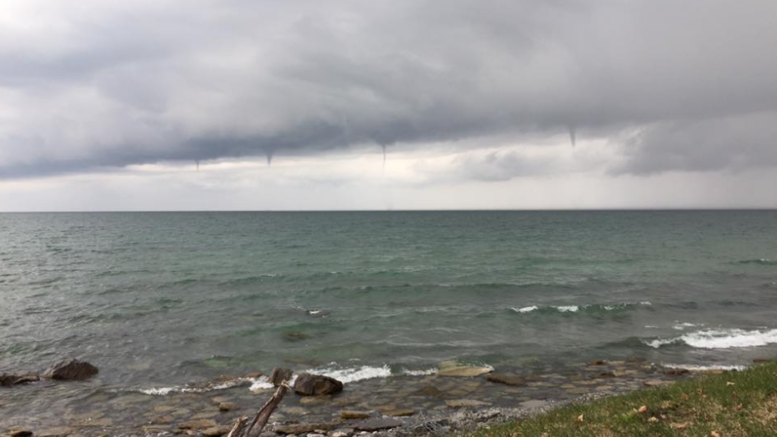 <p>Funnel clouds were evident in the sky over Lake Ontario Tuesday Morning. (Susan Butler-Insley for the Gazette)</p>
