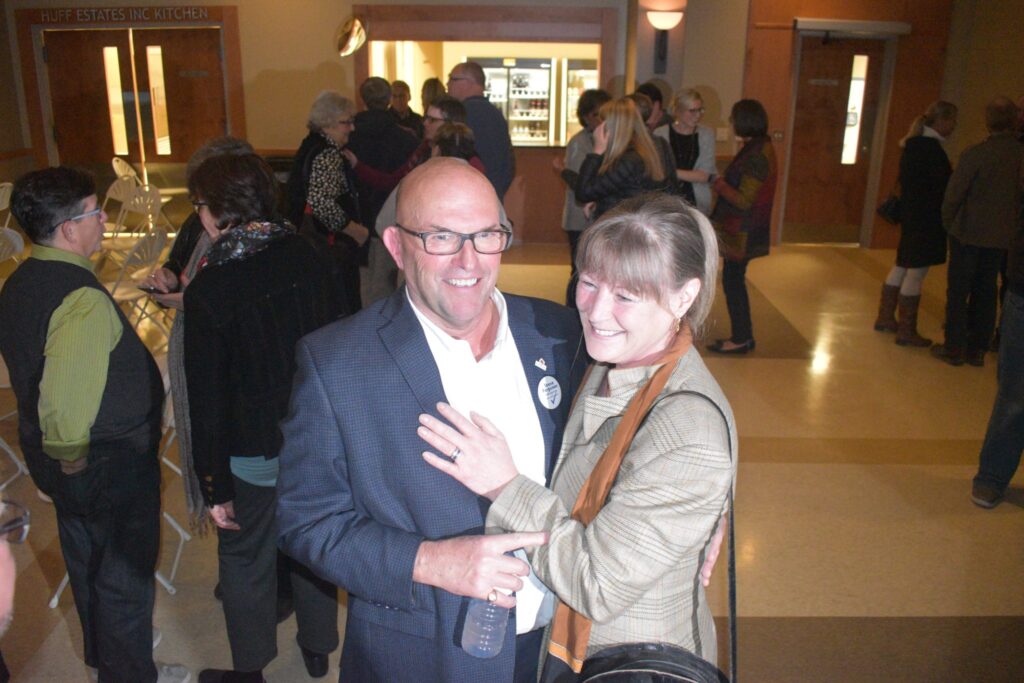 <p>MEET THE NEW BOSS- Prince Edward County Mayor-elect Steve Ferguson and his wife Mary Malone celebrate Monday evening at Highline Hall as the Milford resident was elected to represent the municipality and lead the upcoming term of County Council. (Jason Parks/Gazette Staff)</p>
