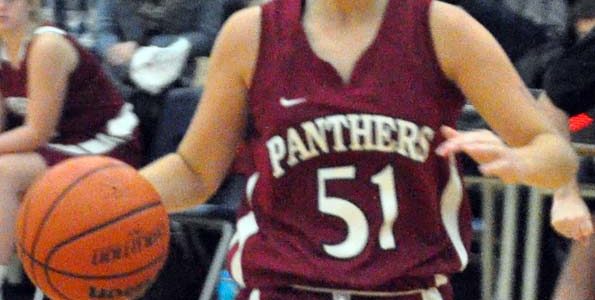 <p>Playmaker- Grade 10 guard Hannah Goad has been a leader for the PECI Junior Basketball Panthers all season. She was a top scorer in both of the Panthers’ games this week. (Adam Bramburger/Gazette staff)</p>
