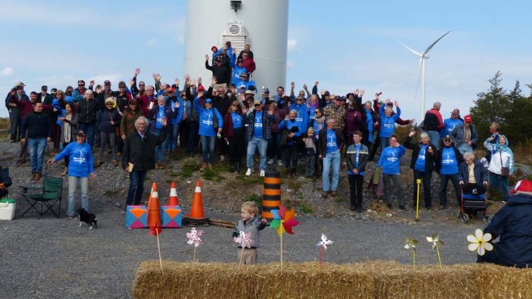 <p>Gathering place -Jennifer Ackerman’s turbine site in Athol was busy Sunday afternoon as visitors came to talk about renewable energy and see the technology up-close.. (Josef Cihlar photo)</p>
