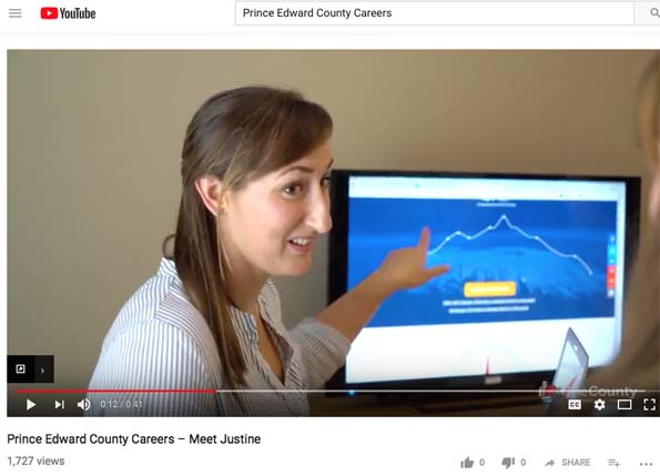 <p>Career focused – Yeeboo Digital web designer Justine Pitcher is one of five people showcased in the new Prince Edward County Careers digital workforce attraction campaign. (Prince Edward County/YouTube)</p>
