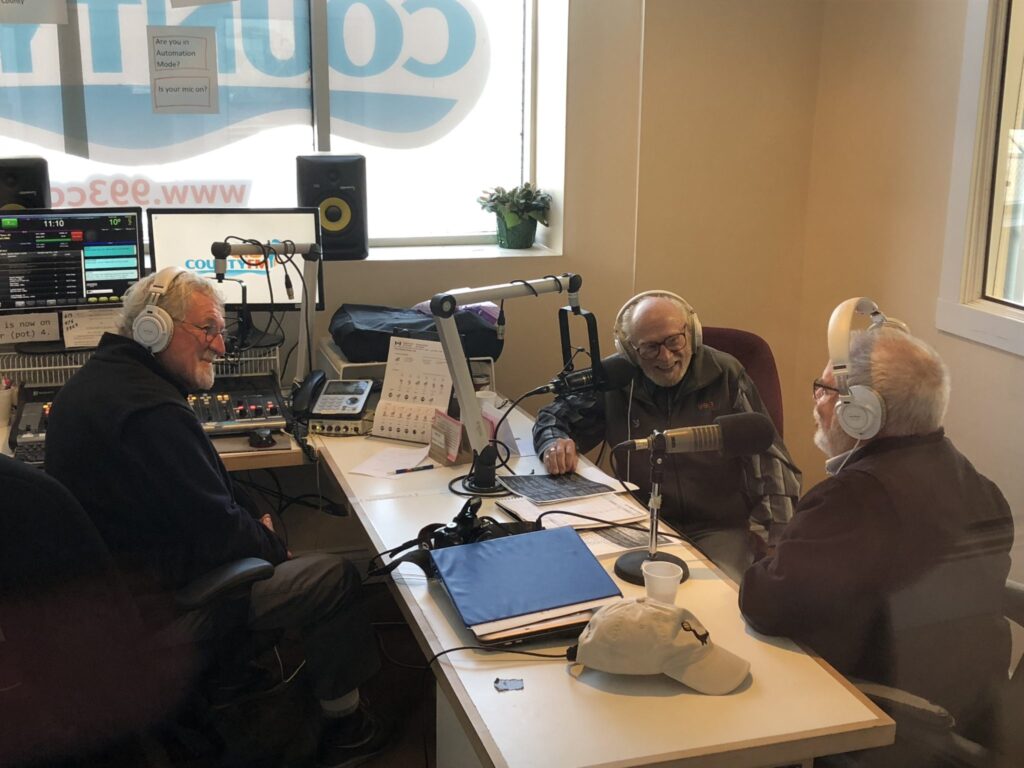 <p>WAKING UP SMILING- (Centre) John Mather holds court at the County 99.3 FM studios Sunday morning and is joined by community radio station volunteers (Left) Terry Culbert and (Right) Treat Hull. (Jason  Parks/Gazette Staff)</p>
