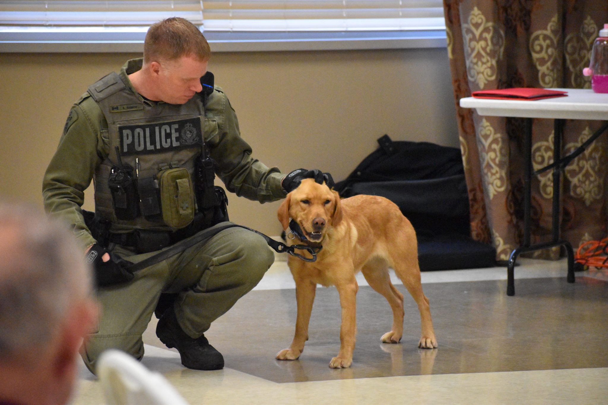 <p>OPP Canine officer Scott Gannon and search and rescue dog Zoe. (Jason Parks/Gazette Staff)</p>
