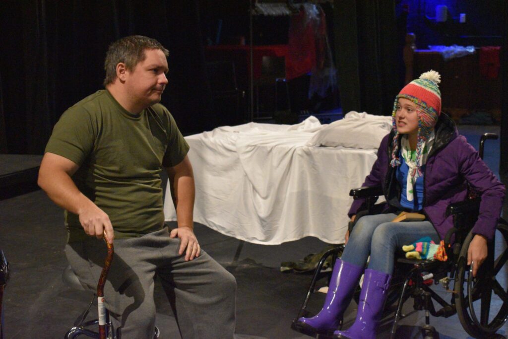 <p>FIGHTING IT- Daryl Austin stars as Michael, a struggling Canadian Forces veteran who is confronted by Halley, played by Alice Graham, in Colleen Murphy’s Armstrong’s War presented by Shatterbox Theatre at Picton’s Regent Theatre this weekend. (Jason Parks/Gazette Staff)</p>
