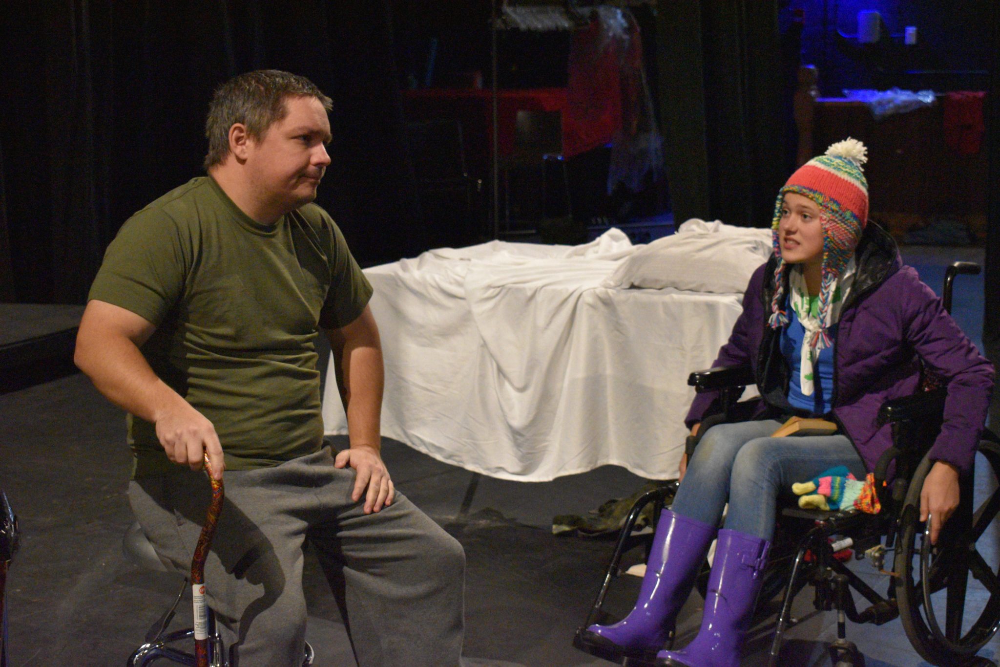 <p>FIGHTING IT- Daryl Austin stars as Michael, a struggling Canadian Forces veteran who is confronted by Halley, played by Alice Graham, in Colleen Murphy’s Armstrong’s War presented by Shatterbox Theatre at Picton’s Regent Theatre this weekend. (Jason Parks/Gazette Staff)</p>
