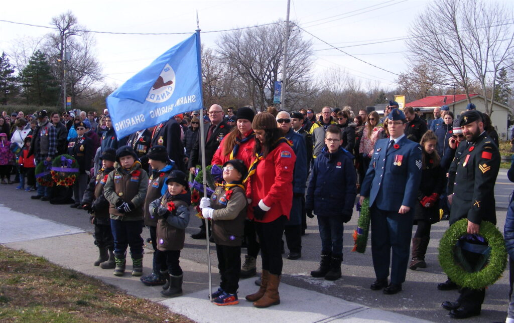 <p>Remembering – Members of the 1st Consecon Beavers, a group created just two months ago, were part of the crowd attending the Remembrance Day ceremony in Consecon on Sunday. (Terry McNamee/For The Gazette)</p>
