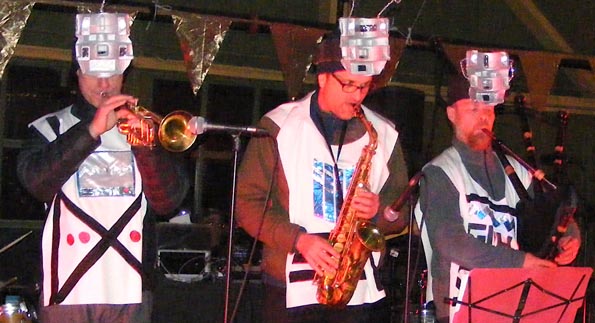 <p>Intergalactic orchestra -The band Guh showed up in space regalia for the sixth annual Firelight Lantern Festival at the Crystal Palace in Picton on Saturday night (Terry McNamee/For The Gazette)</p>
