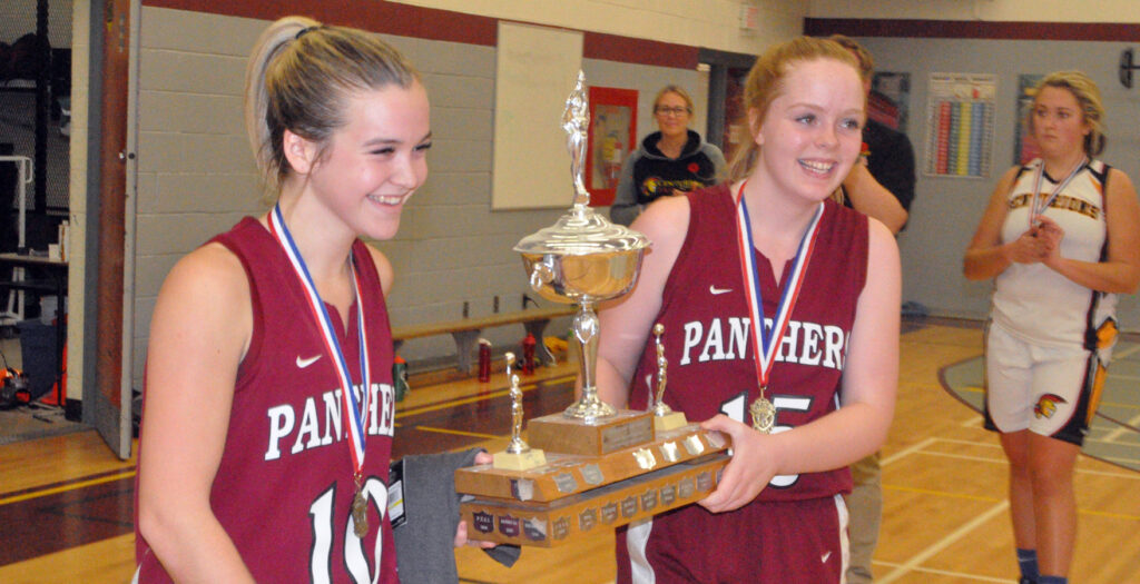 <p>Mikayla Leavitt and Chloe Marshall after winning the 2018 Bay of Quinte Championship.  (Adam Bramburger/Gazette File Photo)</p>
