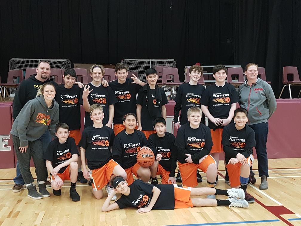 <p>Winners of the 5th annual County Classic Basketball Tournament, the U14 County Clippers. (Submitted Photo)</p>

