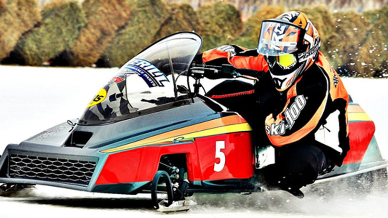 <p>Speed and precision -Snowmobile racers will be travelling around an oval circuit on an ice course at speeds close to 160 kilometres an hour this weekend as the Ontario Snowmobile Oval Racers kick off their 2019 season with the Sand Dunes Cup at the Isaiah Tubbs Resort and Conference Centre.. (Bill Murphy/OSOR photo)</p>
