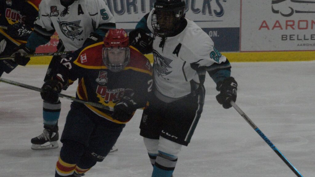 <p>SQUISHING THE FISH- Ben Woodhouse had four points in Wellington’s 8-4 win over Brandon Carr Ansah and the  Lindsay Muskies Sunday. (Jason Parks/Gazette Staff)</p>
