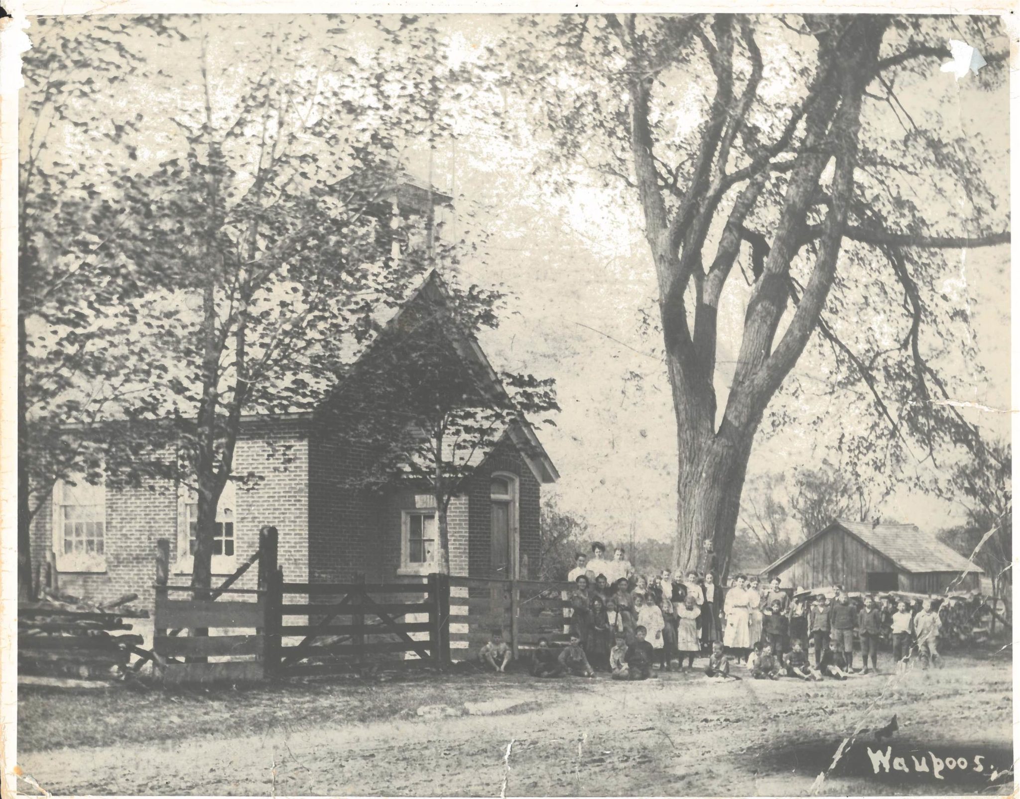 <p>The student body of SS # 6 Waupoos in this picture from the very early 1900’s. (Photo collection of John Lyons)</p>
