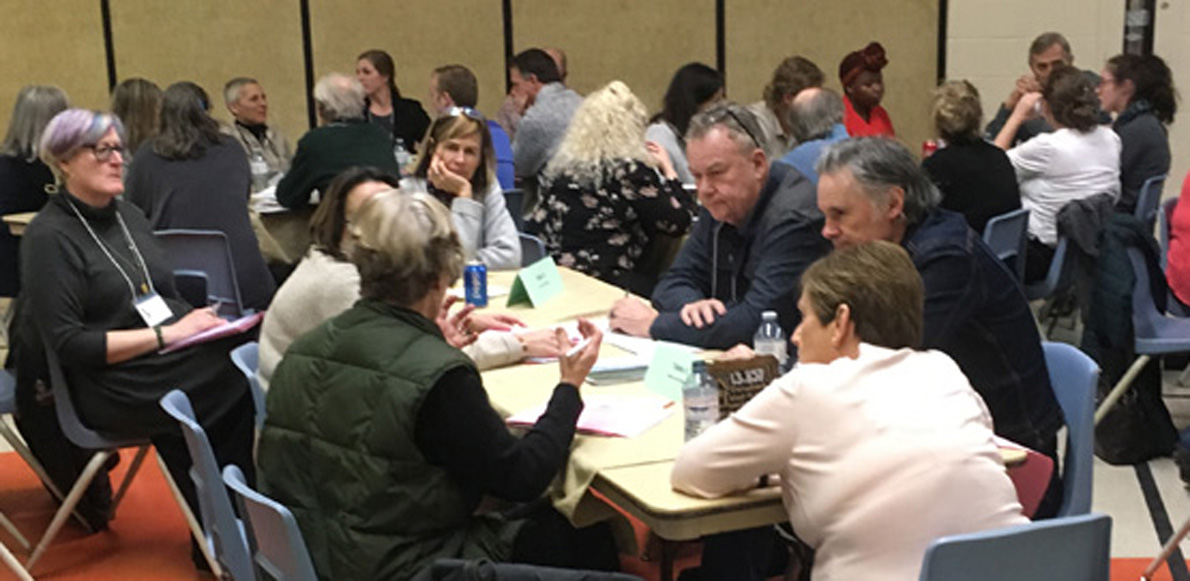 <p>Finding solutions – Local stakeholders dealing with affordable housing issues digested a newly released report from Community Futures of Prince Edward/Lennox and Addington and Ryerson University Monday at the Salvation Army citadel. (Adam Bramburger/Gazette staff)</p>
