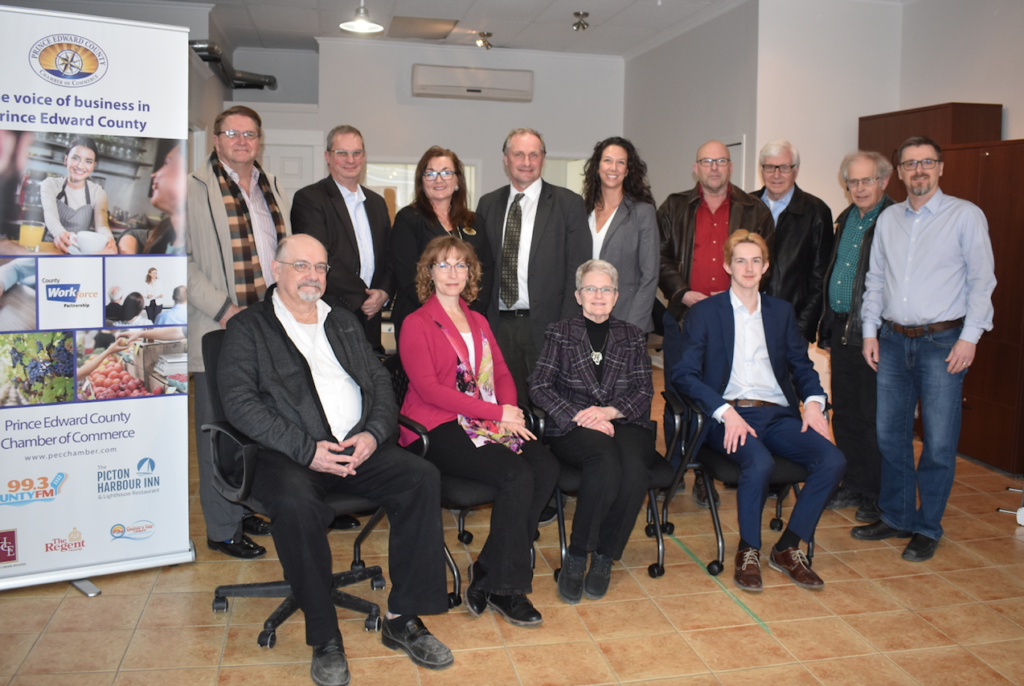 <p>GAINING BROAD SUPPORT- (Centre, standing) MPP for Timismaking-Cochrane John Vanthof visited the Prince Edward Chamber of Commerce on Thursday to meet with local business leaders. The NPP deputy leader visited Picton as part of a tour pledging his party’s support for the expansion of broadband  into rural and northern Ontario. (Jason Parks/Gazette Staff)</p>
