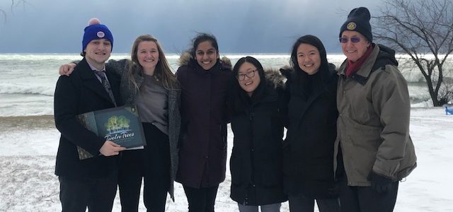 <p>LOOKING FOR ANSWERS- Queen’s Business Consulting students (From left) Tyson Kash, Rachel Klysen, Ushpreet Mehta, Song Yi and  Phoebe Ho join Barry Davidson of the Prince Edward County Attainable Housing Network in Wellington earlier this year. (Submitted Photo)</p>
