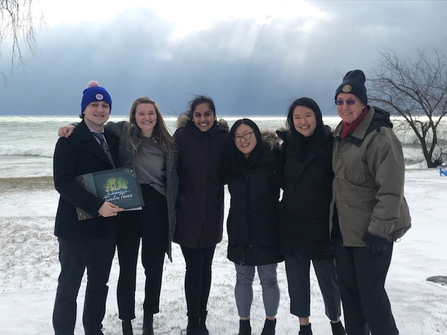 <p>LOOKING FOR ANSWERS- Queen’s Business Consulting students (From left) Tyson Kash, Rachel Klysen, Ushpreet Mehta, Song Yi and  Phoebe Ho join Barry Davidson of the Prince Edward County Attainable Housing Network in Wellington earlier this year. (Submitted Photo)</p>
