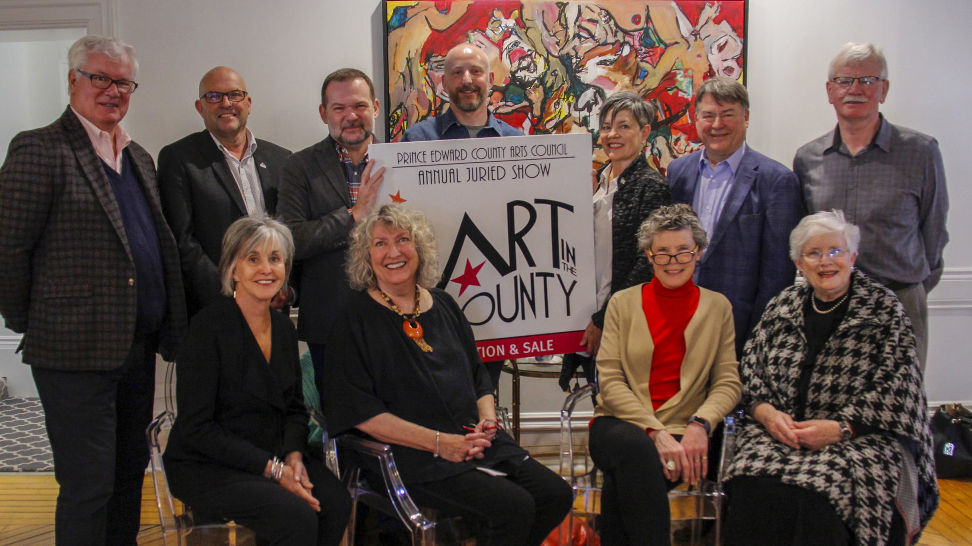 <p>GETTING ARTSY- The 26th annual Art in the County Juried Show and Sale was announced Thursday.  From top left to right: Laurie Gruer, Mayor Steve Ferguson, Christophe Doussot, Vincent Depoivre, Celia Sage, Sandy Murray and Walter Thompson, Treasurer of the Arts Council, (Bottom left to right) Monica Klingenberg, Sue Barclay,Co-Chair of Art in the County, Shelagh Mathers and Libby Crombie. (Desirée Decoste/Gazette Staff)</p>
