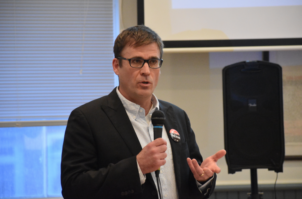 <p>CONCERN OVER CUTS- Ontario Secondary School Teacher’s Federation Local 29 President Scott Marshall was in Picton on Thursday to speak about cuts to education in the upcoming provincial budget. (Jason Parks/Gazette Staff)</p>
