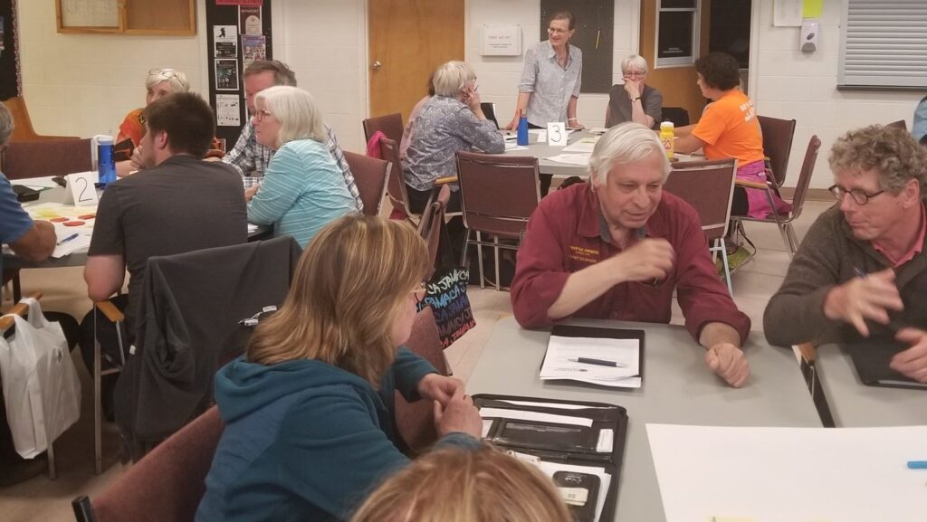 <p>GETTING GREEN-Community members discuss the Green New Deal in Belleville Monday Night (Sarah de Jonge for the Gazette)</p>

