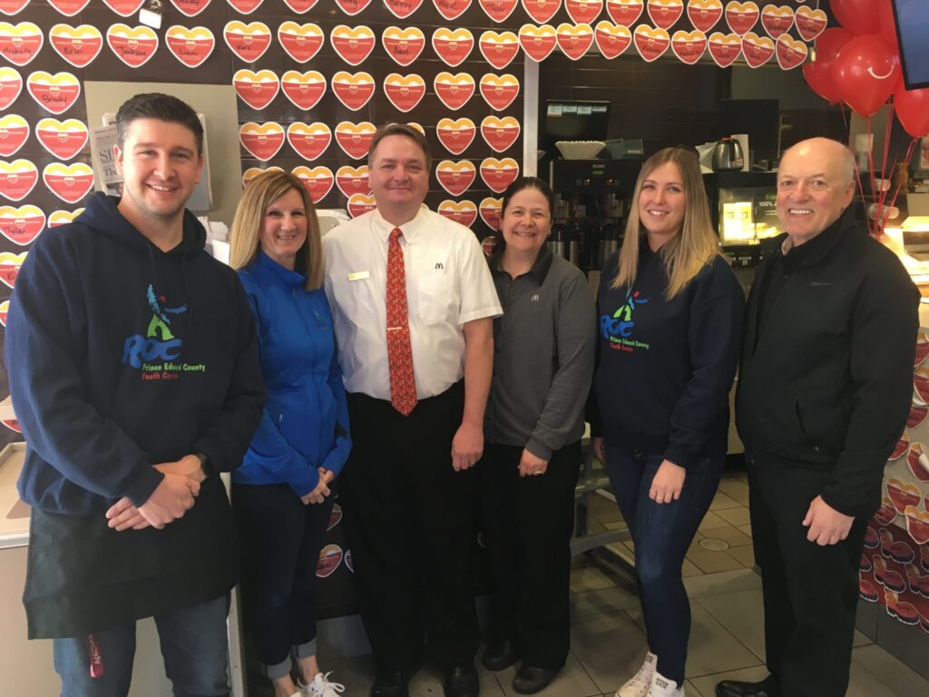 <p>GET HAPPY- (From Left) ROC Staff members Ben Wadsworth and Darlene Thompson, Picton McDonald’s Manger John Clarke and administrative assistant Sarah Slatter, The ROC’s Lindsay Ferguson and store owner Dan Doyle at the 2019 McHappy Day on Wednesday May 8. (Sarah Williams/Gazette Staff)</p>
