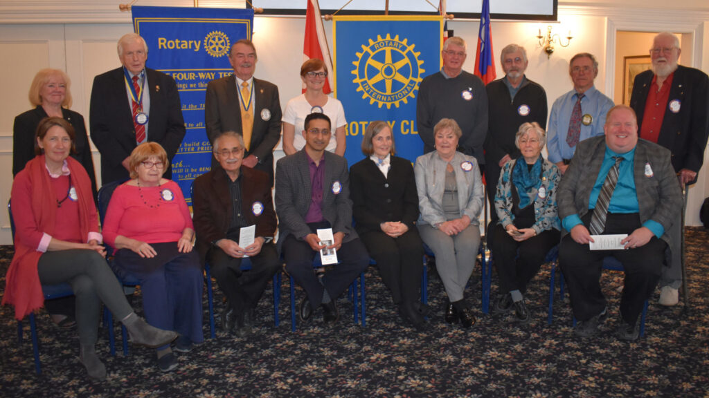 <p>The Rotary Club of Picton handed out its 2019 Paul Harris Fellowship Awards at its regular meeting on Tuesday. Taking part in the ceremony were (Back, L-R), Club members Irene Harris, Bob Bird, David Burn, Brenda Hellyer, Hank Busscher accepting on behalf of recipient Adam Busscher, recipient Larry Spencer, Rotary Club member Don Chambers, recipients Ralph Hall, (Front, L-R)  Brenda MacKneson, Anne and Husain Banani, Dr. Kuldeep Sandhu, Gillian Leek, Ellen Snider, Fran Donaldson and Adam Bramburger. (Jason Parks/Gazette Staff)</p>
