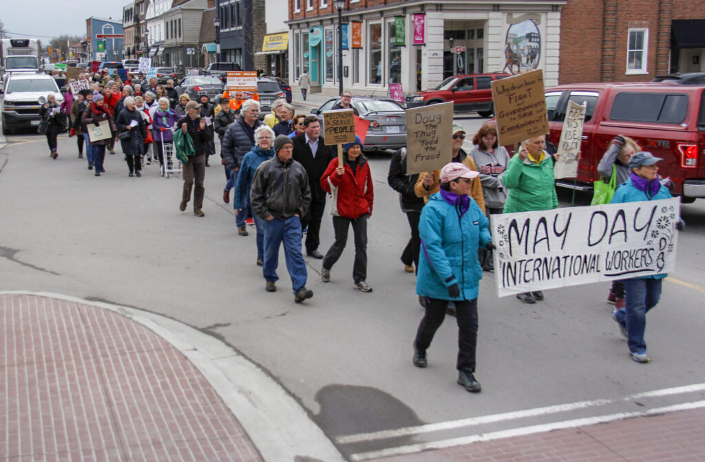 <p>MIGHTY MARCH- International workers day was met with a local May Day march on Main Street in Picton on Wedsnday. The march started at the Cenotaph and continued down Main Street and headed to Town Hall via Ross Street where Food Not Bombs provided free bowls of chili. (Desirée Decoste/Gazette Staff)</p>
