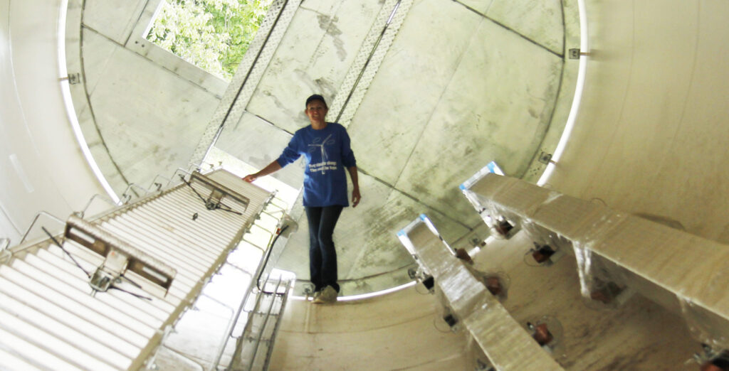 <p>BLOWING IN THE WIND- Wind Energy proponent Jen Ackerman was giving tours of yet-to-be-assembled wind turbines in the Milford area on Saturday as part of Wind Energy Day. (Desirée Decoste/Gazette Staff)</p>
