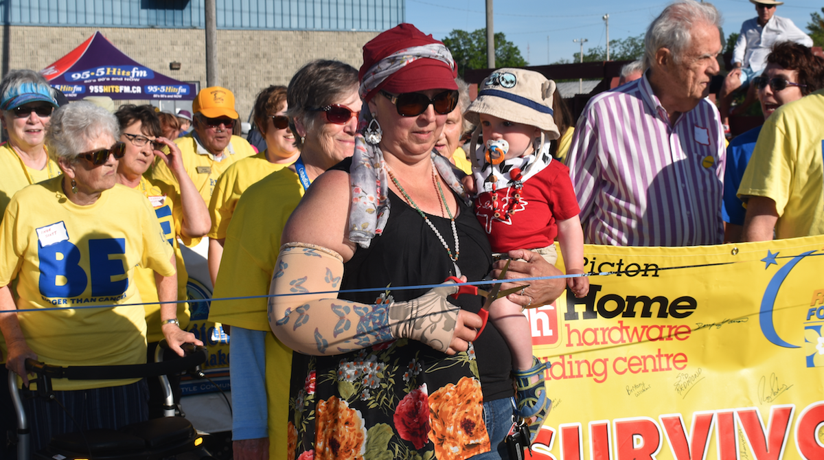 <p>SHARING A MOMENT- Cheryl Brough and her grandson Calvin had the honour of opening the 2019 Prince Edward County Relay for Life Friday. The Hillier resident was this year’s Survivor Speaker (Jason Parks/Gazette Staff</p>
