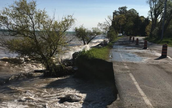 <p>ROAD WORK AHEAD- A washout of shoreline along County Rd 12 on Athol Bay in 2019. (Mitch McKibbon/For The Gazette)</p>
