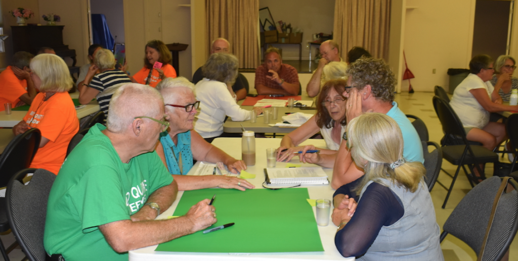 <p>MANY MINDS ARE BETTER THAN ONE – Concerned citizens gathered  at Picton United Church Tuesday to discuss the Green New Deal. (Sarah Williams/Gazette Staff)</p>
