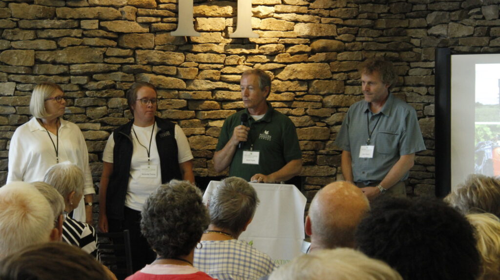 <p>CALL OF THE WILD (left) Pamela Stagg host on 99.3 County FM, Dr. Amanda Tracy Coordinator conservation biology for Central Ontario-East, Mark Stabb program director for Central-Ontario East and Dan Kraus senior conservation biologist were at Huff Estate Thursday giving a nature talk series called Breaking Ground. (Desirée Decoste/Gazette Staff) </p>
