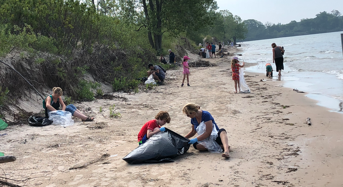 <p>THE BIG CLEAN UP- Members of the public gather broken plastic and other debris at Sandbanks Provincial Park on Friday. (Jason Parks/Gazette Staff)</p>
