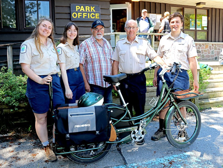 <p>ON THE MOVE- (From Left) Sandbanks staffers Hannah Smit, Sofie Schroth, Perego’s Patrick Maloney, Sandbanks Superintendent Robin Reilly and staff member Fraser Moodey. (Submitted Photo)</p>
