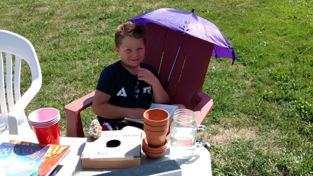 <p>ENTREPRENEURIAL ZEST- Hamish Hunter, 8, served Lemonade outside his Bloomfield home to raise money for the County’s new hospital. (Submitted Photo)</p>
