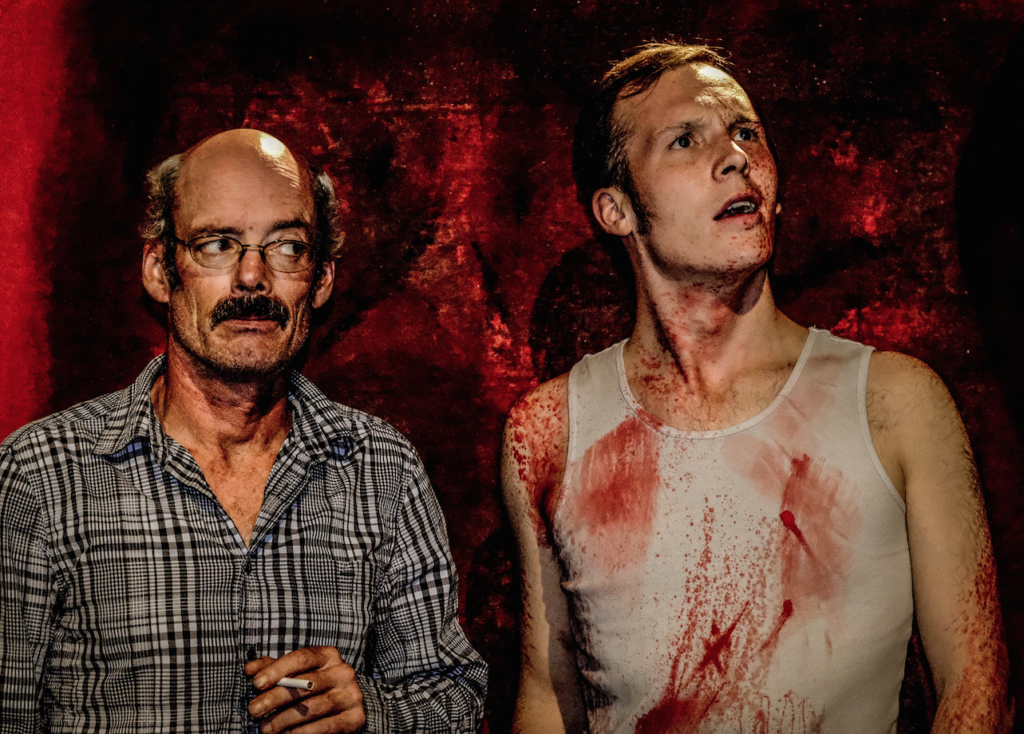 <p>SEEING RED – (L-R) Alex Larkin and Jacob Dey star in Shatterbox Theatre’s latest production, RED (Photo: F/12)</p>
