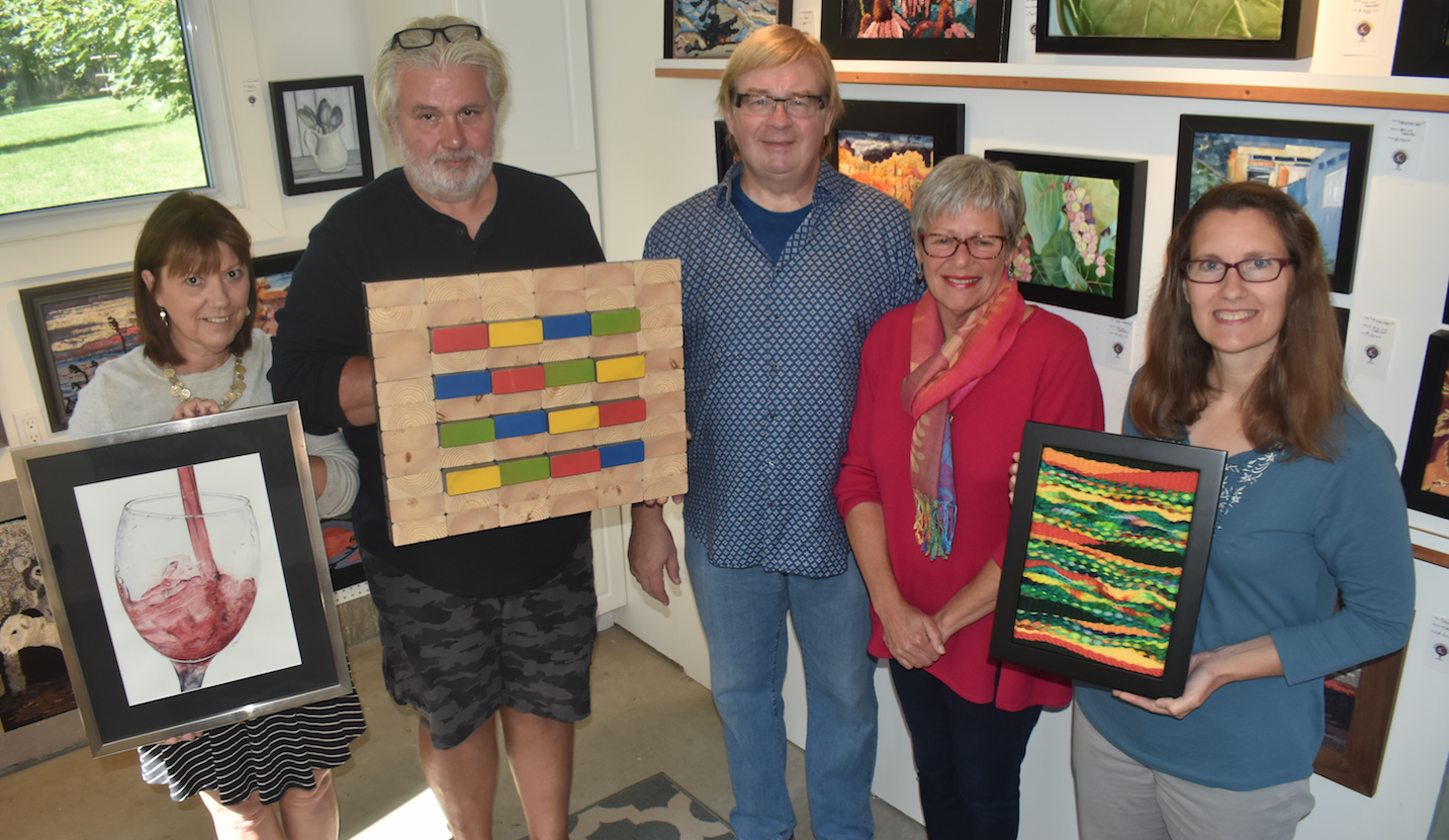 <p>NEW TO THE TOUR  County artists (from left) Elaine Kent, Jo Kressin. Tom Ashbourne, Laurie McRae and Vicki Alayne Bradley are making their PEC Studio Tour debut this weekend. (Jason Parks/Gazette Staff)</p>
