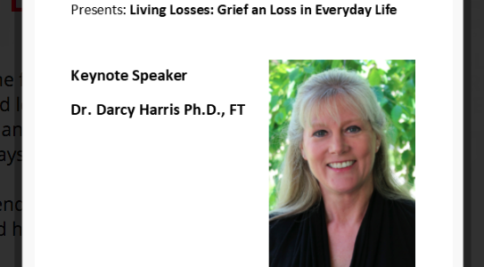 <p>Dr. Darcy Harris will be speaking at The Regent Theatre Sept. 27 from 10 a.m. to 3 p.m.  and touching on ‘Living Losses: Grief and Loss in Everyday Life’, which is the name of the event. </p>
