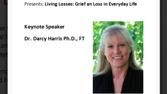 <p>Dr. Darcy Harris will be speaking at The Regent Theatre Sept. 27 from 10 a.m. to 3 p.m.  and touching on ‘Living Losses: Grief and Loss in Everyday Life’, which is the name of the event. </p>
