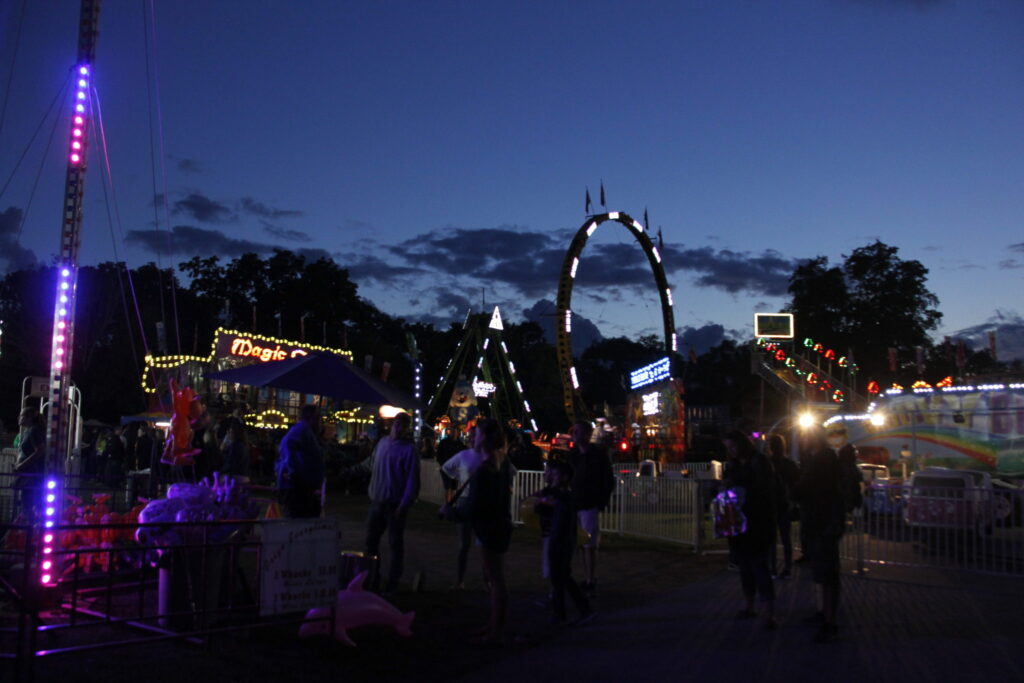 <p>Night falls at the 185th Picton Fair. (Desirée Decoste/Gazette Staff)</p>
