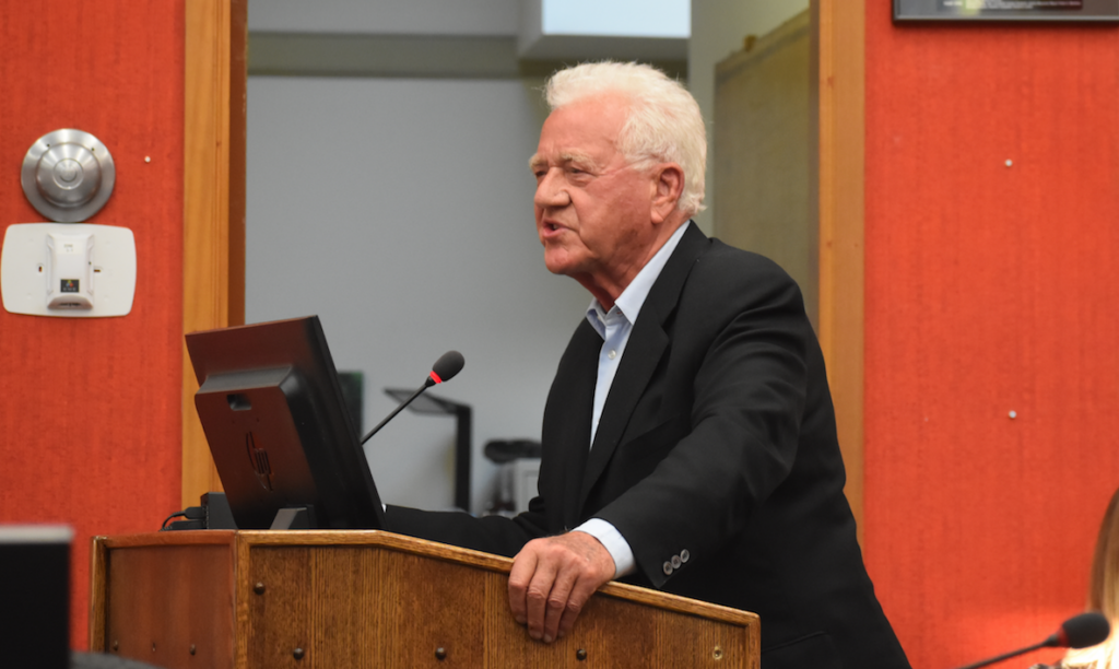<p>Canadian billionaire Frank Stronach presented his vision for an organic beef farm and processing facility for southern Prince Edward County at the Agriculture Advisory meeting at Shire Hall. (Sarah Williams/Gazette Staff)</p>
