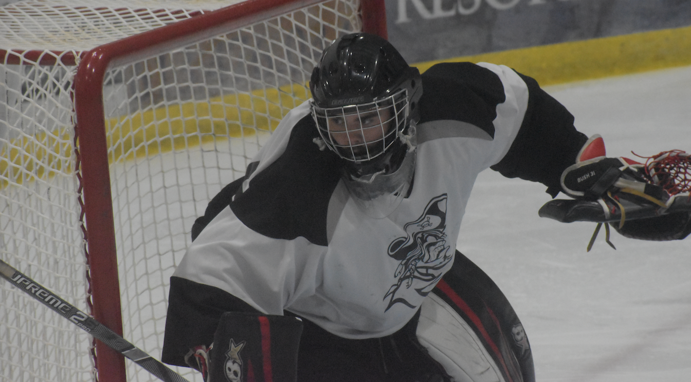 <p>SAVING GRACE Picton&#8217;s Brennan Bush made 45 saves for the Pirates Friday night in a 4-3 loss to the host Napanee Raiders. (Jason Parks/Gazette staff)</p>
