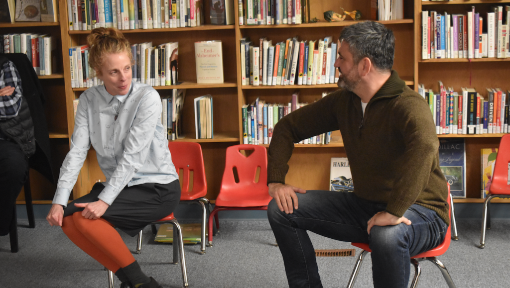 <p>A NIGHT AT THE LIBRARY- (From Left) Beth Easton and Paul Septs of Taste That! perform at second annual Love your Library Fundraiser Oct. 27. (Sarah Williams/Gazette Staff)</p>

