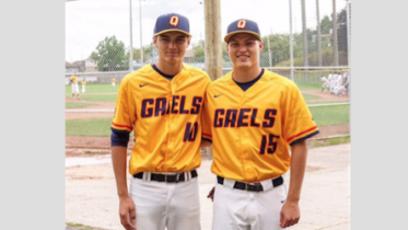 <p>GOLDEN BOYS (From Left) Former PECI Panthers Will and Gavin Ronan were among the top arms on the hill for the 2019 Queen’s University Golden Gaels baseball team.  (Submitted Photo)</p>
