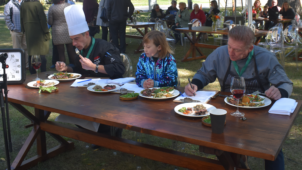 <p>ALL IN A DAY&#8217;S WORK- (Left) Chefs Davide Del Brocco and (Right) Micheal Potters were getting good instruction from fellow judge Ramona Roblin during the Community Chef Mystery Challenge at the CAPE on Saturday. (Sarah Williams/Gazette Staff)</p>
