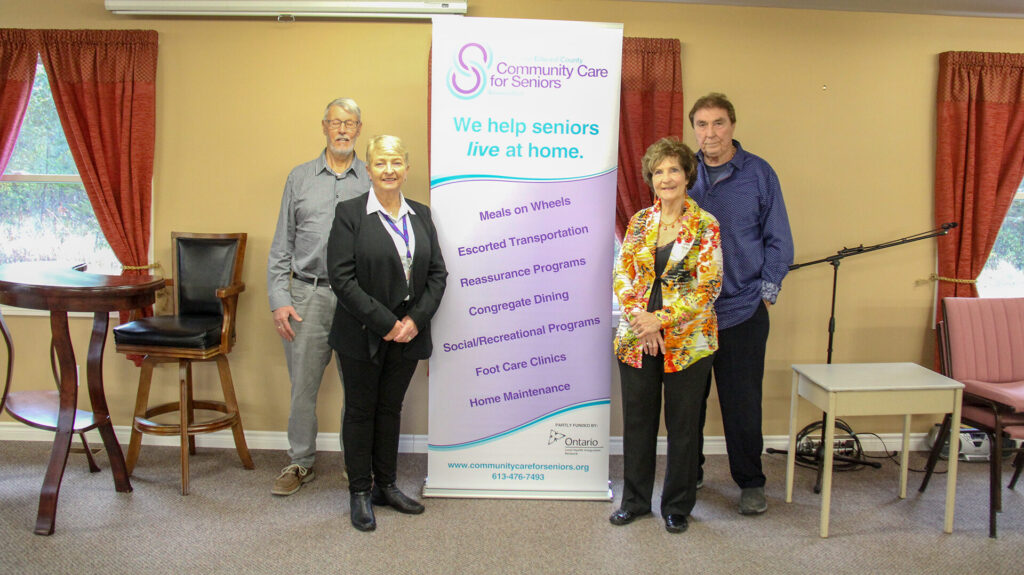 <p>FOOT IN THE RIGHT DIRECTION (left to right) Henk Deboef Representative for the Cornerstone Church, Barbara Proctor Chair on the board of Prince Edward County Community Care for Seniors Association, Catherine Huff and Lanny Huff at the Cornerstone Church Foot Care Clinic location announcing the grant of $7,000 from the Huff Family Fund to Prince Edward County Community Care for Seniors Association. With the grant they are able to standardize their equipment at all locations. (Desirée Decoste/Gazette Staff)</p>
