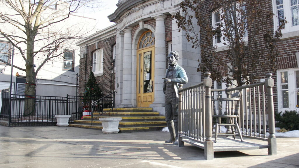 <p>BEFORE THE COURT OF PUBLIC INPUT- Rose Abernathy’s Holding Court at the front of the Picton Library. (Desirée Decoste/Gazette Staff)</p>
